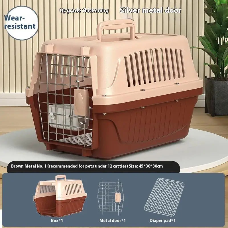 Portable Cat Cage Pet Carrier Thickening Pet Carrier Outdoor Handheld Shipping Box Car Carrying Pet Transport Box Pet Supplies