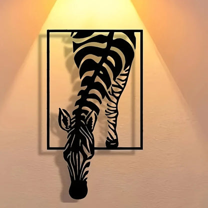 [Modern Zebra Metal Art] Minimalist Zebra Metal Wall Art - Modern Striped Iron Decor |  Animal-Themed Design, Zebra Decor