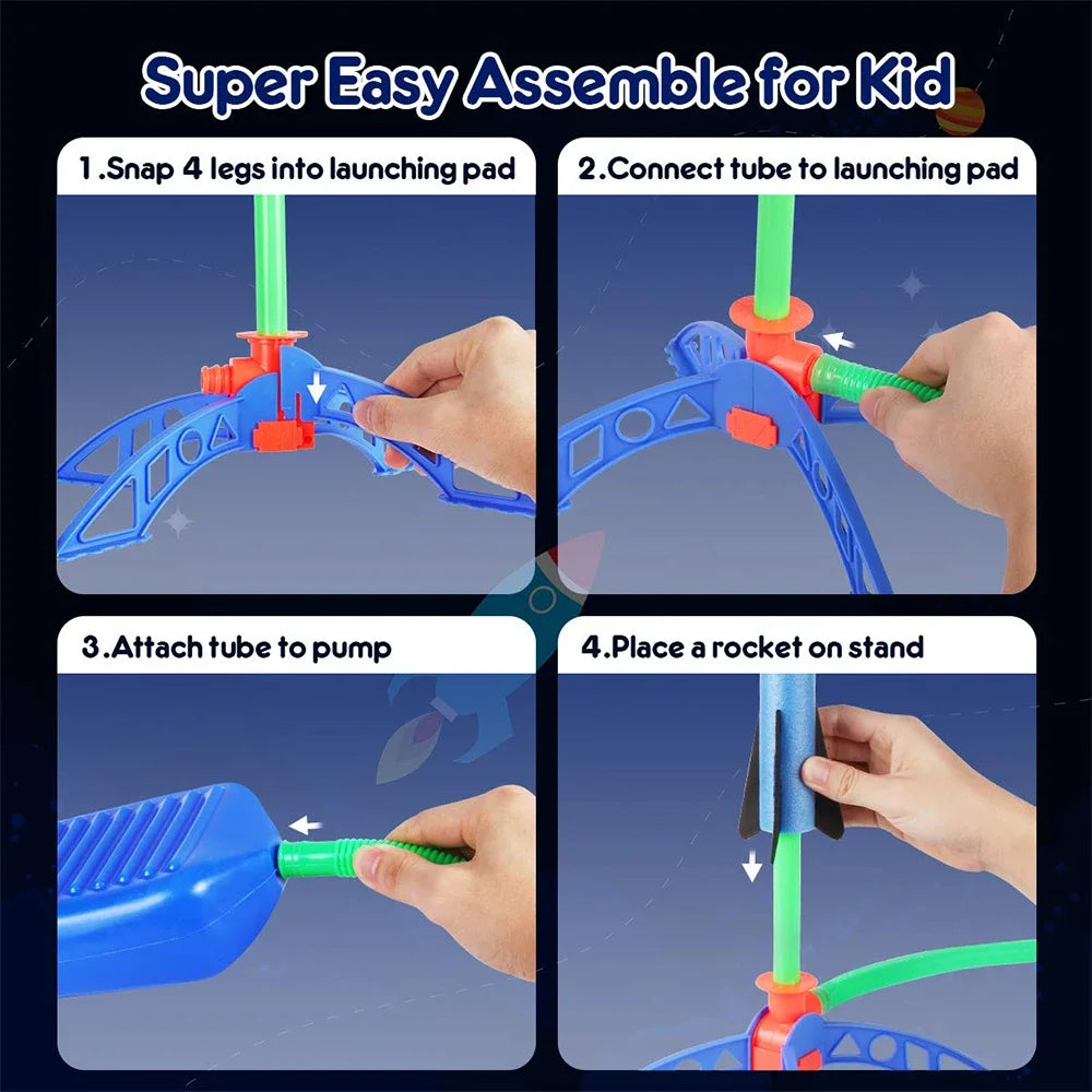 Kids Outdoor Rocket Foot Pump Outdoor Air Pressing Soaring Rocket Suit Jumps Air Powered Rocket Launcher Game Children Toy Gifts
