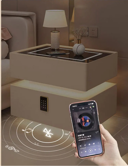 Smart Wireless Charger Bluetooth Speaker Sensor Light Password Lock Bedside Table - Varixo