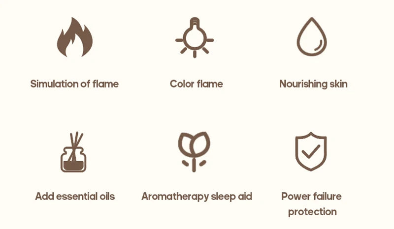 KINSCOTER Realistic Colorful Flame Aromatherapy Diffuser Aroma Essential Oil 150ml USB Air Humidifie Purifier Air Freshener