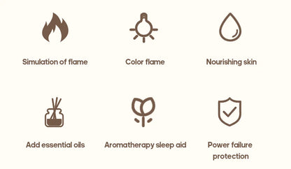 KINSCOTER Realistic Colorful Flame Aromatherapy Diffuser Aroma Essential Oil 150ml USB Air Humidifie Purifier Air Freshener