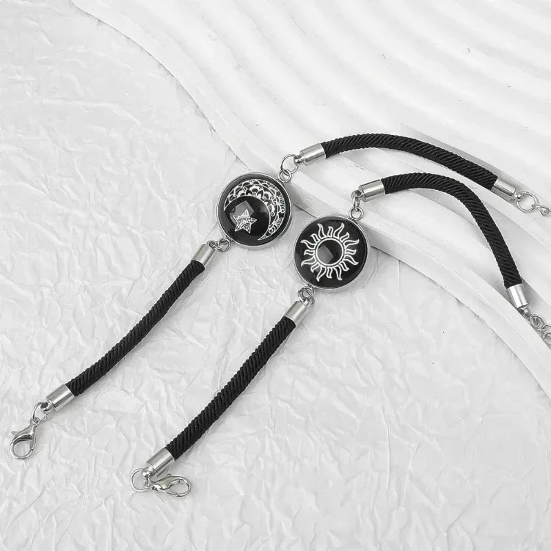 2pcs Luminous Sun Moon Braided Bracelets for Lovers Adjustable Couple Bracelets Fashion Valentine's Day Jewelry Girlfriend Gifts