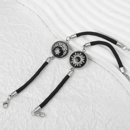 2pcs Luminous Sun Moon Braided Bracelets for Lovers Adjustable Couple Bracelets Fashion Valentine's Day Jewelry Girlfriend Gifts