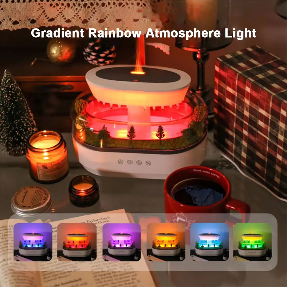 Rain Cloud Aroma Diffuser Small Air Humidifiers Water Drip Micro Landscape Essential Oils Ultrasonic Diffuser with 6 Night Light