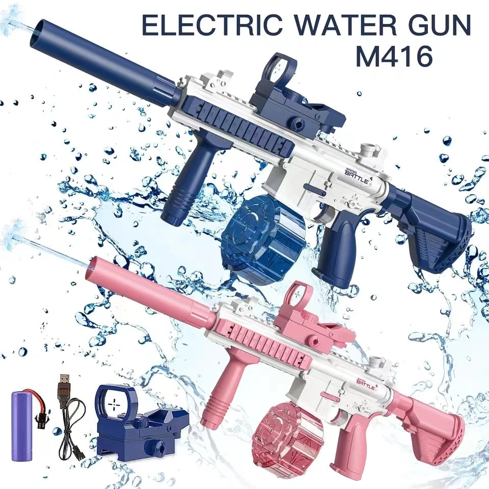 Pistola de agua M416, pistola eléctrica, juguete de tiro, totalmente automático, tiro de verano, playa, diversión al aire libre,