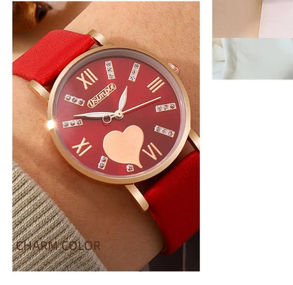 6PCS Set Heart Dial Classic Women Watch - Varixo