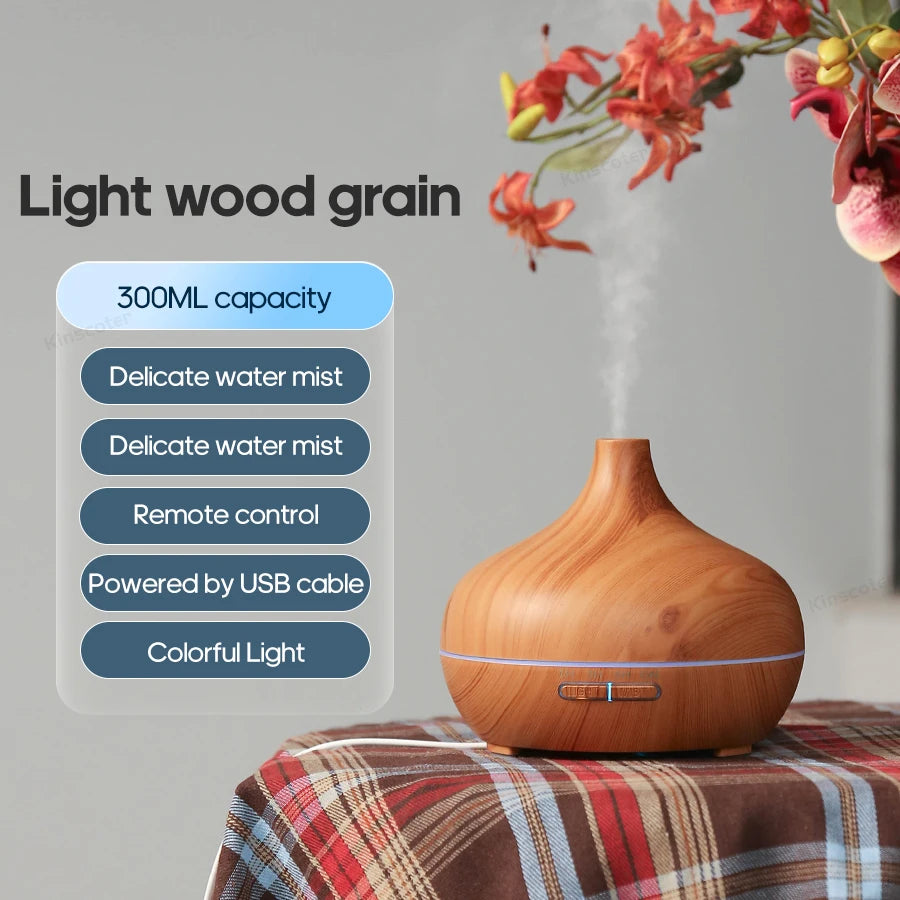Wood Grain Aromatherapy Diffuser USB Humidifier Desktop Air Purifier Aroma Cool Mist Difusor/Essential oil set