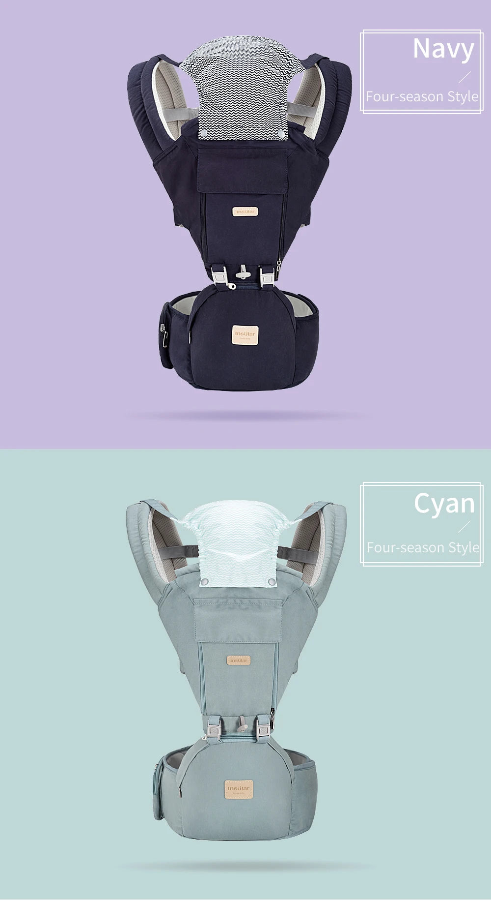 Insular  Ergonomics Baby Carrier Sling Portable Child Backpacks Thickening Shoulders 360 Ergonomic Hoodie Kangaroo 0-36 Months