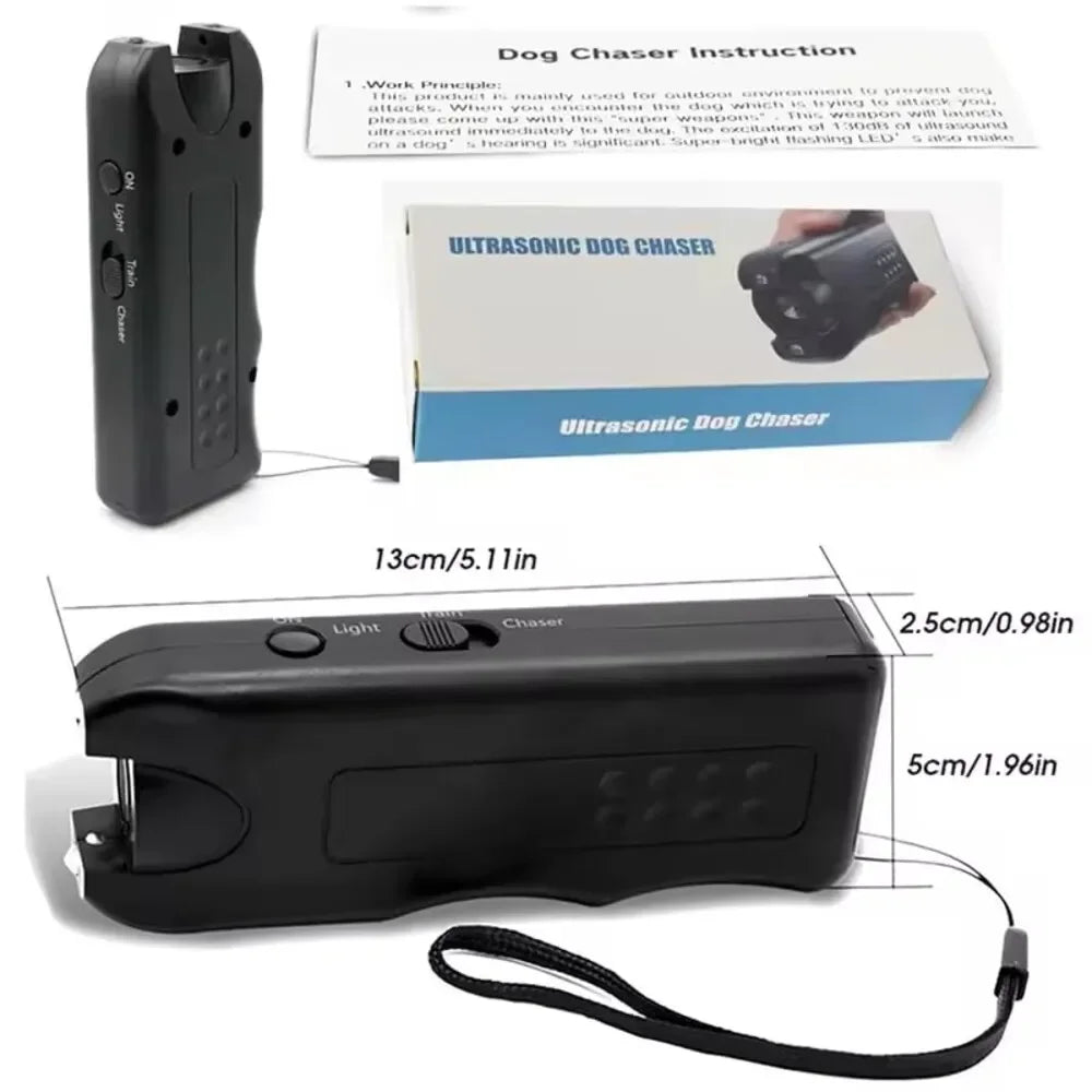 Dog Repeller Portable Ultrasonic Deterrent Handheld Anti-barking 3in1 Dog Training Device Repel Animals Pets Trainer