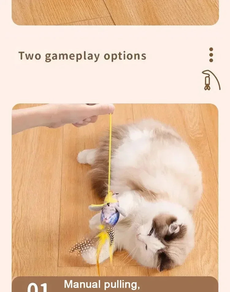 Interactive Cat Toy Chirping Flapping Sparrow Dog Toys Rechargeable Touch Squeak Bird-Shaped Plush Toy with Catnip Pet Supply