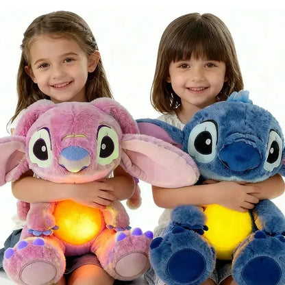 2026! & hot Lilo Stitch Plush Doll Breath Child Peluche Kawaii Soothes Toy Anime Baby Music Light Sleep Toys Pink Stitch Kid Gi