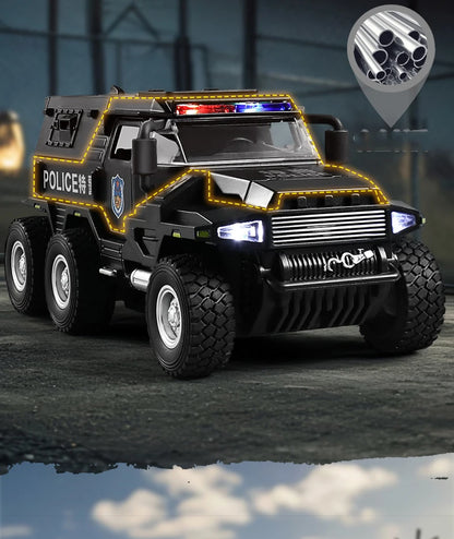 1:32 SWAT City Police Truck Model Diecast Play Off-road Vehicle Sound and Light Sport Car Toys for Children Collection Gifts