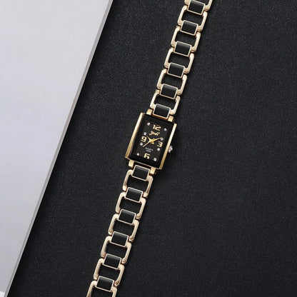 5PCS Women Fashion Rectangle Quartz Wristwatch Ladies Elegant Bracelet Watch With Diamond Jewelry Set Reloj Mujer (Without Box)