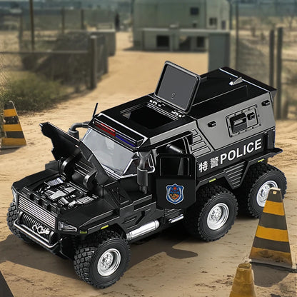 1:32 SWAT City Police Truck Model Diecast Play Off-road Vehicle Sound and Light Sport Car Toys for Children Collection Gifts
