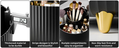 Makeup Brush Holder Organizer 5 Slot 360° Rotating Makeup Brushes Desktop Storage Organizers for Vanity Desktop Bathroom Office
