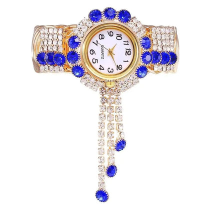 5PCS/Set Luxury Rhinestone Women Watches Fashion Adjustable Bangle Ladies Quartz Wristwatch Jewelry Set Reloj Mujer（Without Box）