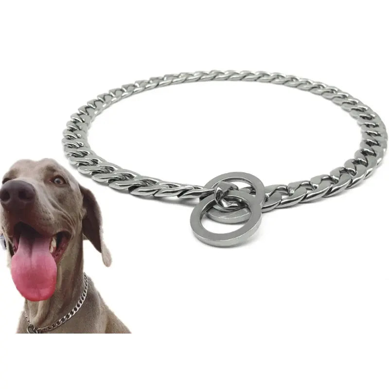 30-75CM 304 Stainless Steel P Chain Dog Collar Pet Neck Strap and Leash for Small Medium and Large Dogs
