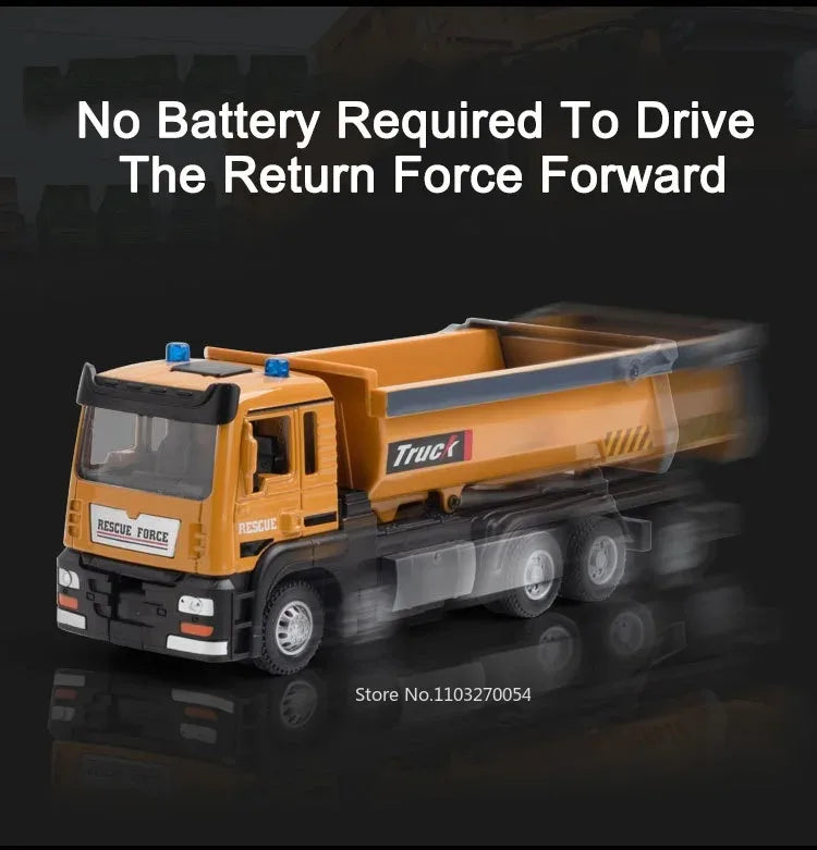 1:32 Road Rescue Flatbed Truck Alloy Dump Model Diecast Toys Car Doors Opened Sound Light Pull Back Vehices Children's Fun Gifts