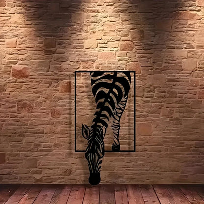 [Modern Zebra Metal Art] Minimalist Zebra Metal Wall Art - Modern Striped Iron Decor |  Animal-Themed Design, Zebra Decor