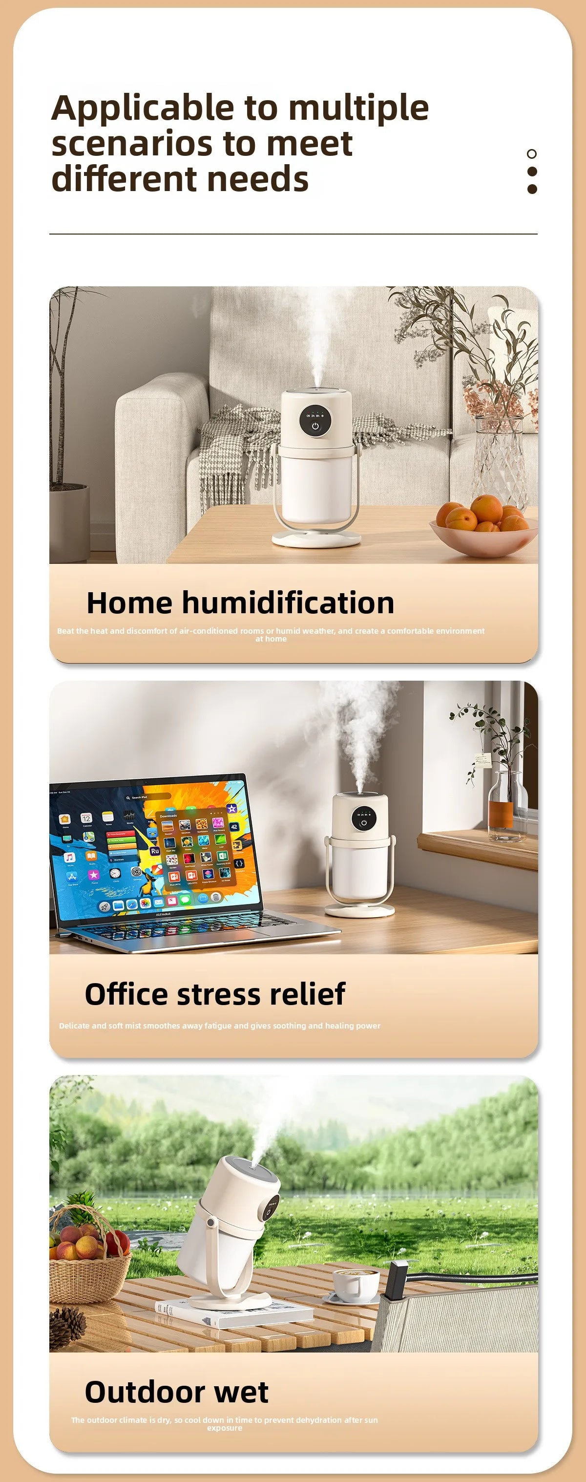 H8 Single Spray Humidifier USB 360° Rotation Air Purifier for Home Office Quiet Night Light Mini Mist