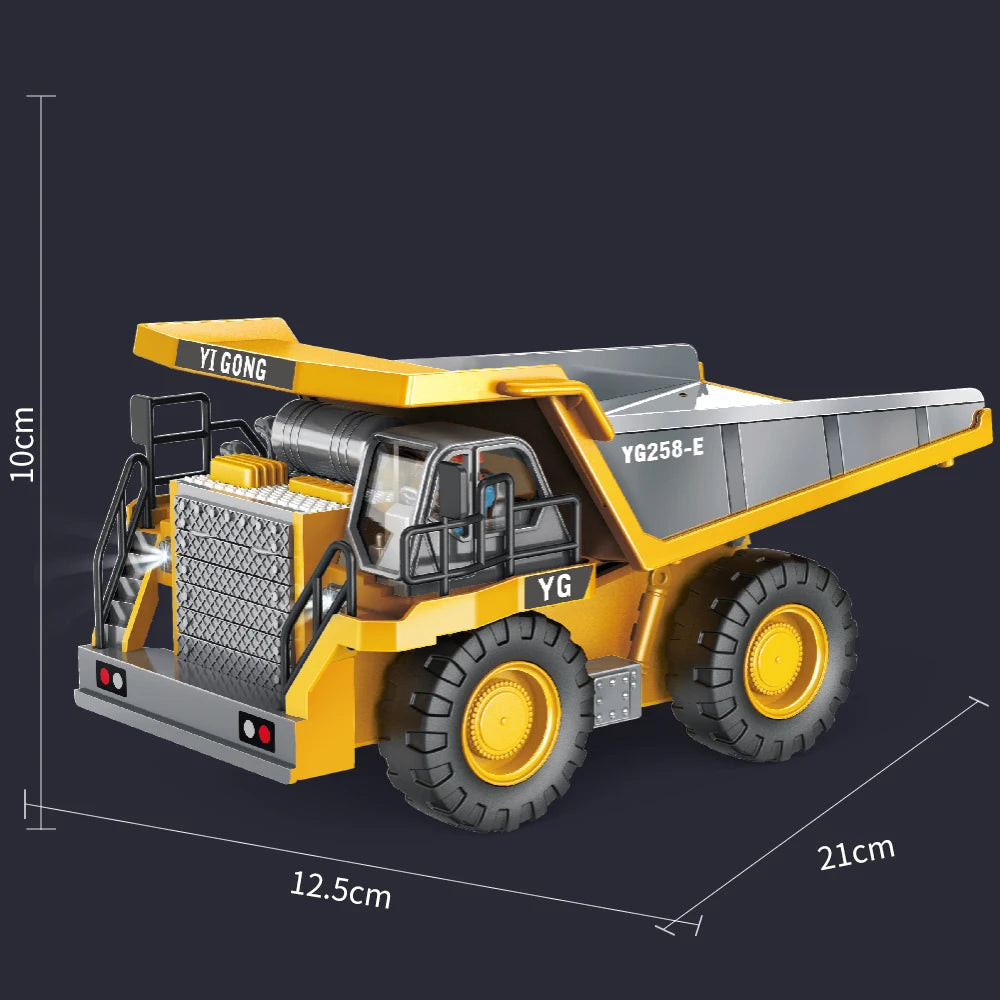 2.4G RC CARS RC Controlled Excavator Alloy Remote Control Vehicle Excavator Engineering Vehicle Dumper  Electric toys Gifts