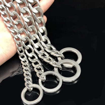 30-75CM 304 Stainless Steel P Chain Dog Collar Pet Neck Strap and Leash for Small Medium and Large Dogs