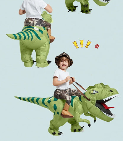 Animal Cartoon Riding T-Rex Inflatable Costume Nursery Kids Dinosaur Role Playing Game Adult Kids Chasing Game Birthday Gift