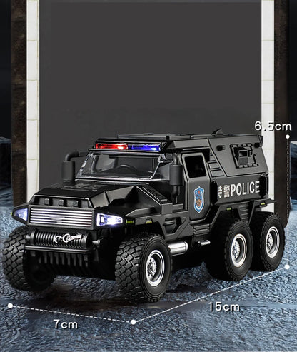 1:32 SWAT City Police Truck Model Diecast Play Off-road Vehicle Sound and Light Sport Car Toys for Children Collection Gifts