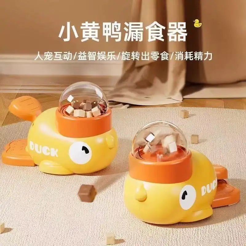 Interactive Feeder Yellow Duck Shaped Dog Slow Feeder Washable Automatic Dog Feeder Toy for Pets Food Dispenser