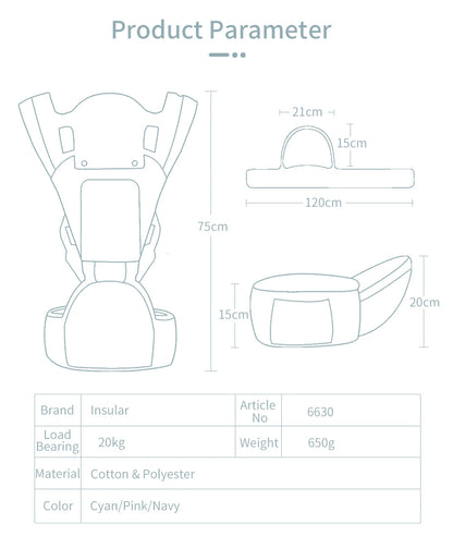 Insular  Ergonomics Baby Carrier Sling Portable Child Backpacks Thickening Shoulders 360 Ergonomic Hoodie Kangaroo 0-36 Months