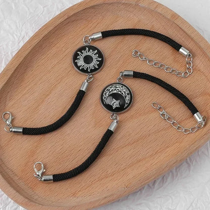 2pcs Luminous Sun Moon Braided Bracelets for Lovers Adjustable Couple Bracelets Fashion Valentine's Day Jewelry Girlfriend Gifts