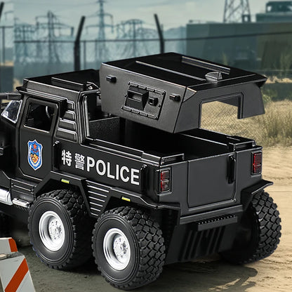 1:32 SWAT City Police Truck Model Diecast Play Off-road Vehicle Sound and Light Sport Car Toys for Children Collection Gifts