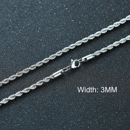 3-11MM Classic Cuban Chain Necklace for Men Women,Silver Black Gold Grey Color Stainless Steel Chains,Basic Punk Jewelry Gift