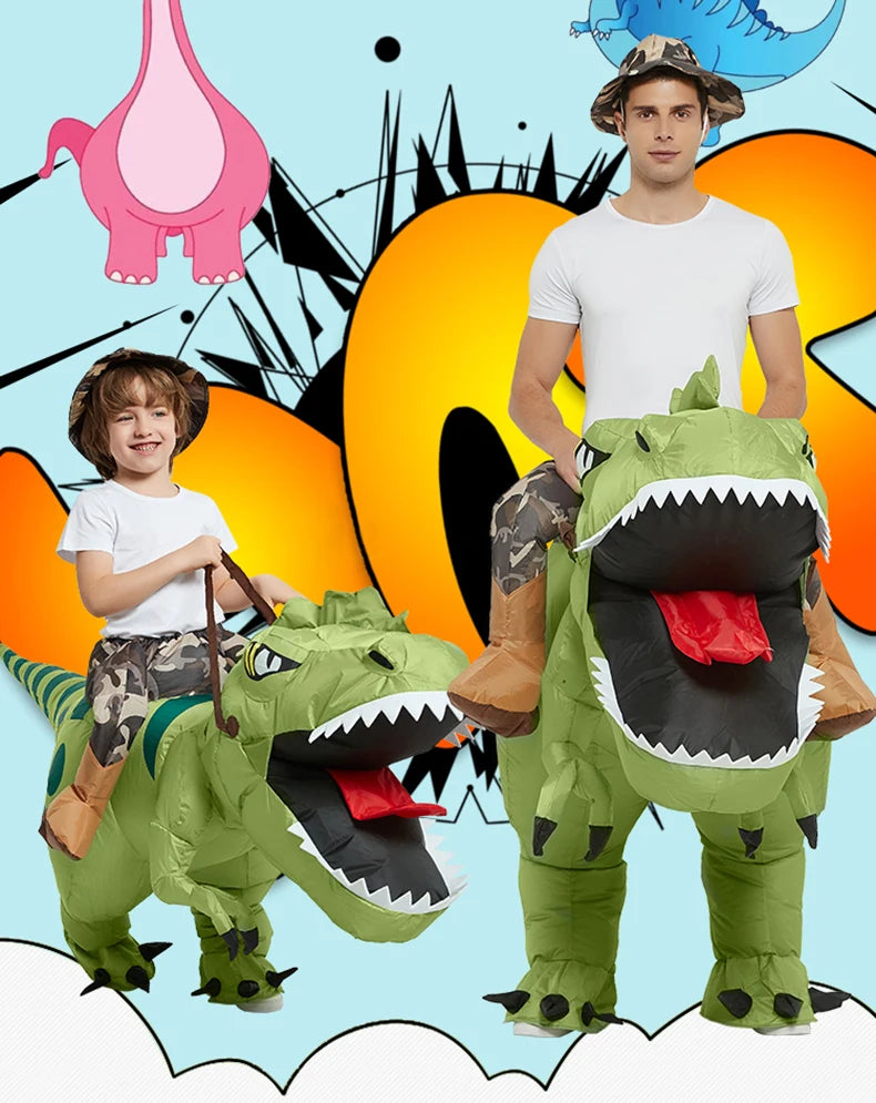 Animal Cartoon Riding T-Rex Inflatable Costume Nursery Kids Dinosaur Role Playing Game Adult Kids Chasing Game Birthday Gift