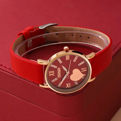 6PCS Set Heart Dial Classic Women Watch - Varixo