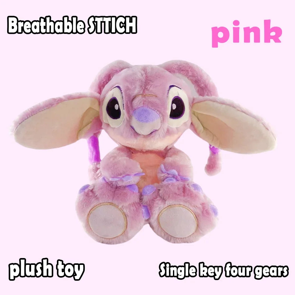 2026! & hot Lilo Stitch Plush Doll Breath Child Peluche Kawaii Soothes Toy Anime Baby Music Light Sleep Toys Pink Stitch Kid Gi