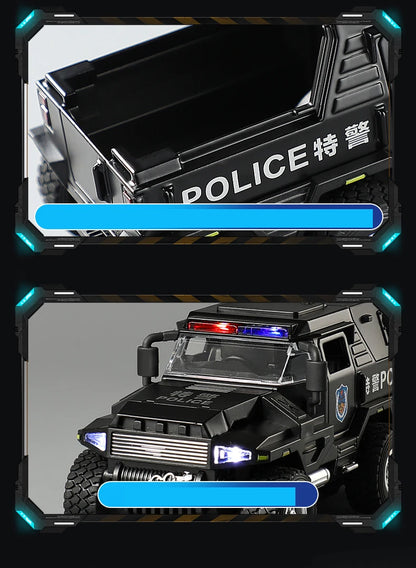 1:32 SWAT City Police Truck Model Diecast Play Off-road Vehicle Sound and Light Sport Car Toys for Children Collection Gifts