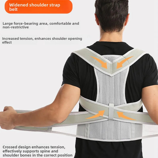 Men's Posture Corrector Back Brace Straight Waist Support Corrector Belt Adult Child Humpback Corrector Band Polyester
