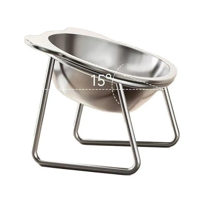Easy to Clean Cat Dish Stainless Steel Elevated Cat Bowls 15-degree Tilted Food Water Dishes for Indoor Cats Small Dogs for Cats