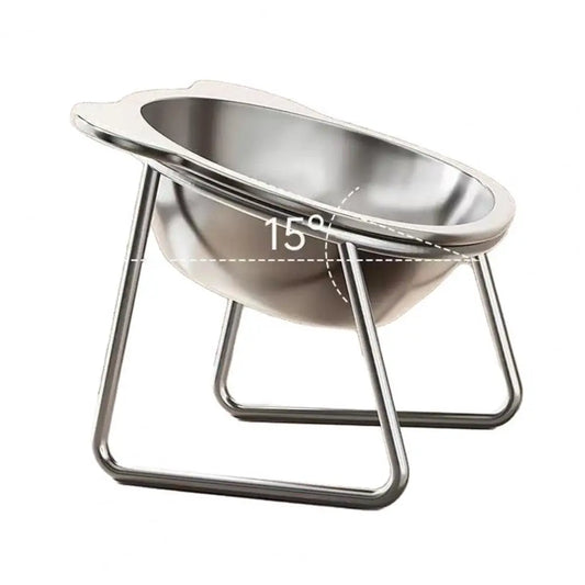 Easy to Clean Cat Dish Stainless Steel Elevated Cat Bowls 15-degree Tilted Food Water Dishes for Indoor Cats Small Dogs for Cats