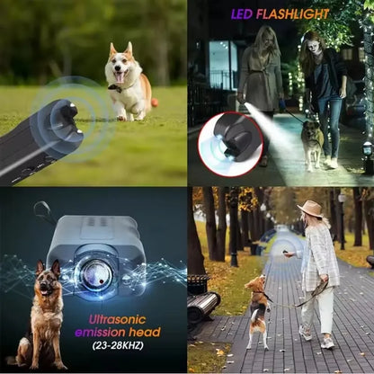 Dog Repeller Portable Ultrasonic Deterrent Handheld Anti-barking 3in1 Dog Training Device Repel Animals Pets Trainer