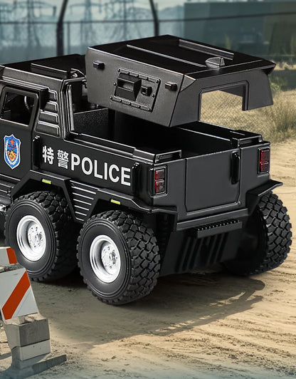 1:32 SWAT City Police Truck Model Diecast Play Off-road Vehicle Sound and Light Sport Car Toys for Children Collection Gifts