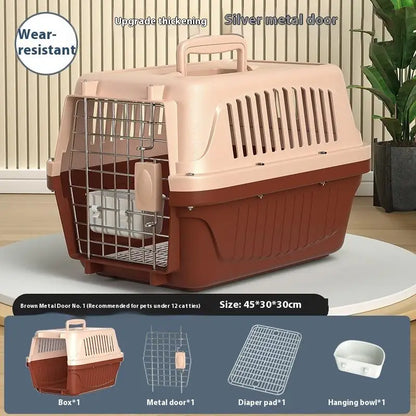 Portable Cat Cage Pet Carrier Thickening Pet Carrier Outdoor Handheld Shipping Box Car Carrying Pet Transport Box Pet Supplies