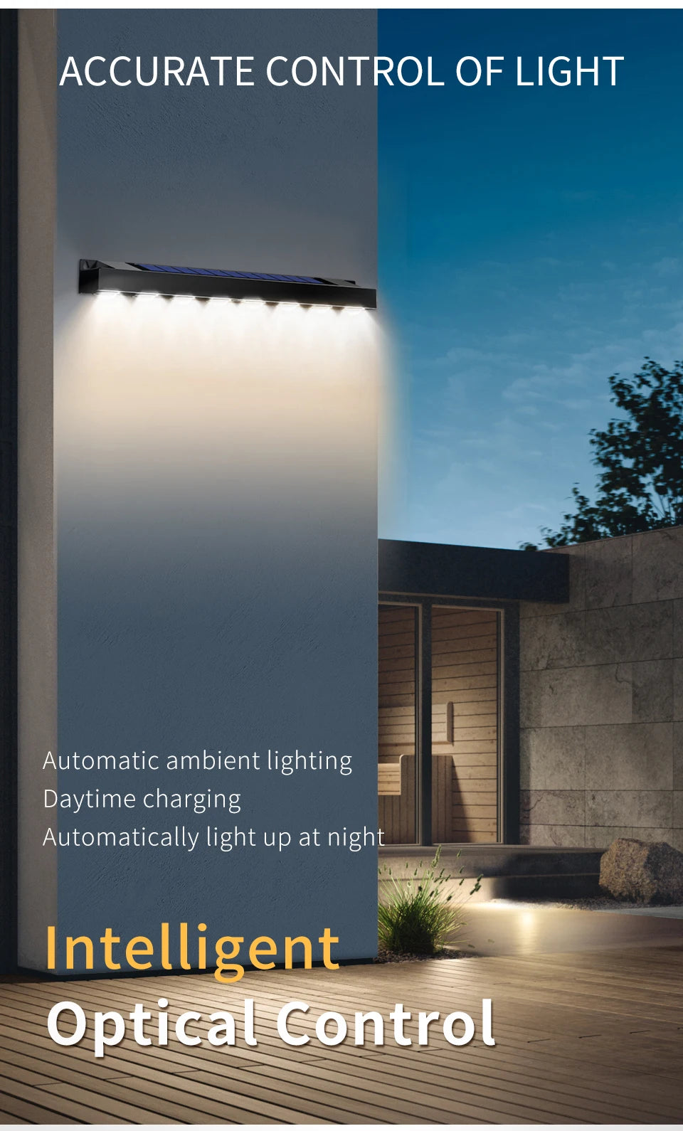 Solar Sign Light Outdoor LED Wall Lamp Address Light Dusk to Dawn Sunlight for Billboard Mailbox House Number Porch Fence Garden