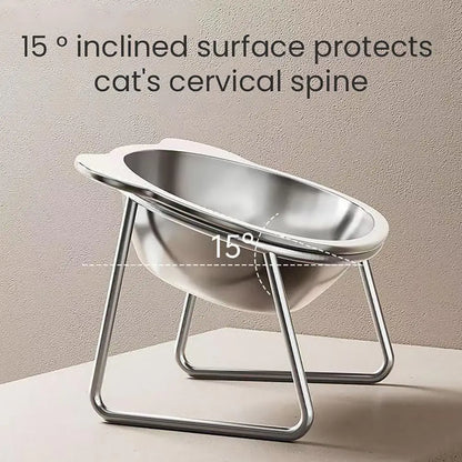 Easy to Clean Cat Dish Stainless Steel Elevated Cat Bowls 15-degree Tilted Food Water Dishes for Indoor Cats Small Dogs for Cats