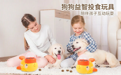 Interactive Feeder Yellow Duck Shaped Dog Slow Feeder Washable Automatic Dog Feeder Toy for Pets Food Dispenser