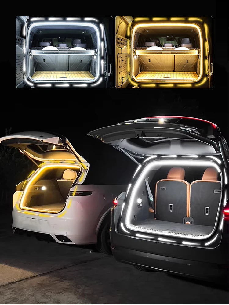 LED Trunk Lighting Lights Dynamic Flowing Flexible Light Strip On/Off Scanning Atmosphere Lamp Waterproof for Car Accessories