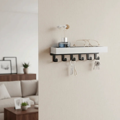 Multifunctional Wooden Key Holder Durable Household Key Rack Organizer with 6 Hooks Storage Rack for Keys Sunglasses