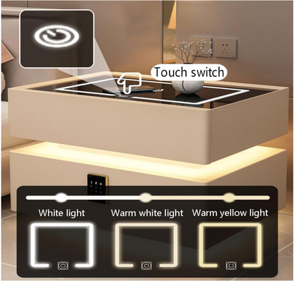Smart Wireless Charger Bluetooth Speaker Sensor Light Password Lock Bedside Table - Varixo